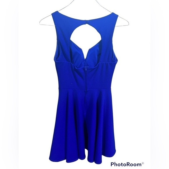 B. DARLIN Royal Blue Formal Sleeveless Cutout Mini Skater Dress Size 5/6 Hoco - Picture 2 of 8